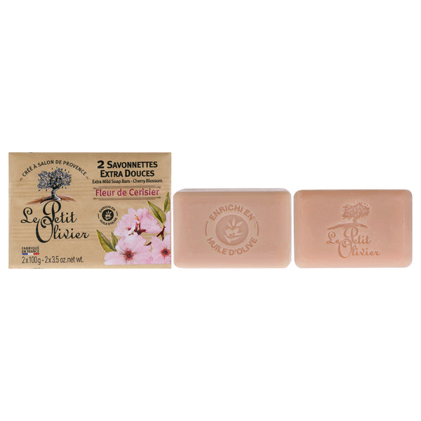 Le Petit Olivier Extra Mild Soap Bars - Cherry Blossom by Le Petit Olivier for Men - 2 x 3.5 oz Soap