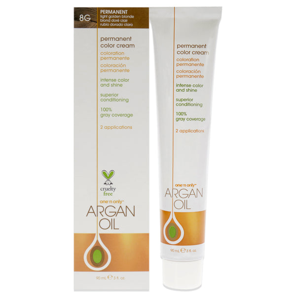 One n Only Argan Oil Permanent Color Cream - 8G Light Golden Blonde by One n Only for Unisex - 3 oz Hair Color