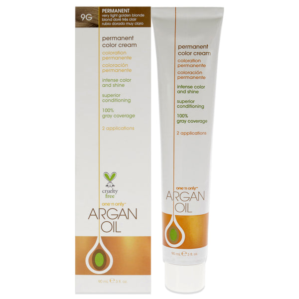 One n Only Argan Oil Permanent Color Cream - 9G Very Light Golden Blonde by One n Only for Unisex - 3 oz Hair Color