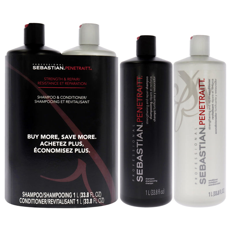 Sebastian Penetraitt Strength and Repair Duo by Sebastian for Unisex - 2 Pc 33.8oz Shampoo, 33.8oz Conditioner