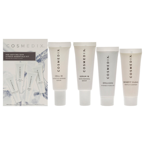 CosMedix Age-Defying Skin Essentials Kit by Cosmedix for Unisex - 4 Pc 0.5oz Benefit Clean, 0.5oz Cell ID, 0.5oz Serum 16, 0.5oz Emulsion