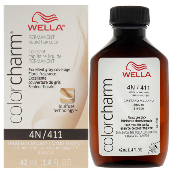 Wella Color Charm Permanent Liquid Hair Color - 411 4N Medium Brown by Wella for Unisex - 1.42 oz Hair Color