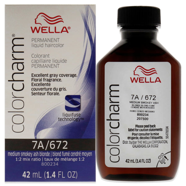 Wella Color Charm Permanent Liquid Hair Color - 672 7A Med Smoky Ash Blonde by Wella for Unisex - 1.42 oz Hair Color