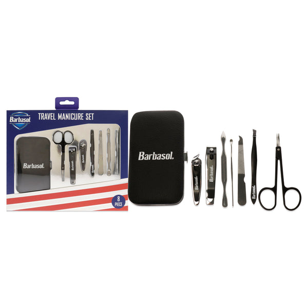 Barbasol Grooming Manicure Kit by Barbasol for Men - 8 Pc 2Pc Nail Clipper, Safety Scissors, Nail File, Pointed Tweezers, 2Pc Cuticle Pushers, Encompassing