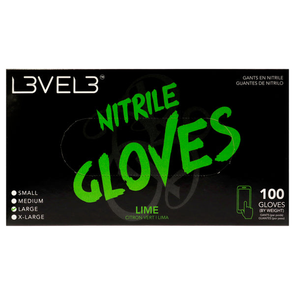 L3VEL3 Nitrile Gloves - Lime by L3VEL3 for Unisex - 100 Pc Gloves (L)