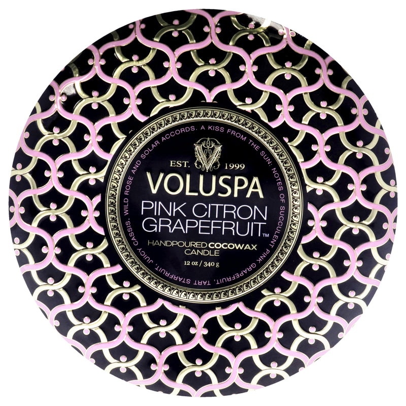 Voluspa 3 Wick Tin Candle - Pink Citron Grapefruit by Voluspa for Unisex - 12 oz Candle