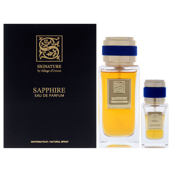 Sillage dOrient Sapphire by Sillage dOrient for Unisex - 3 Pc Gift Set 3.4oz EDP Spray, 0.5oz EDP Spray, Funnel