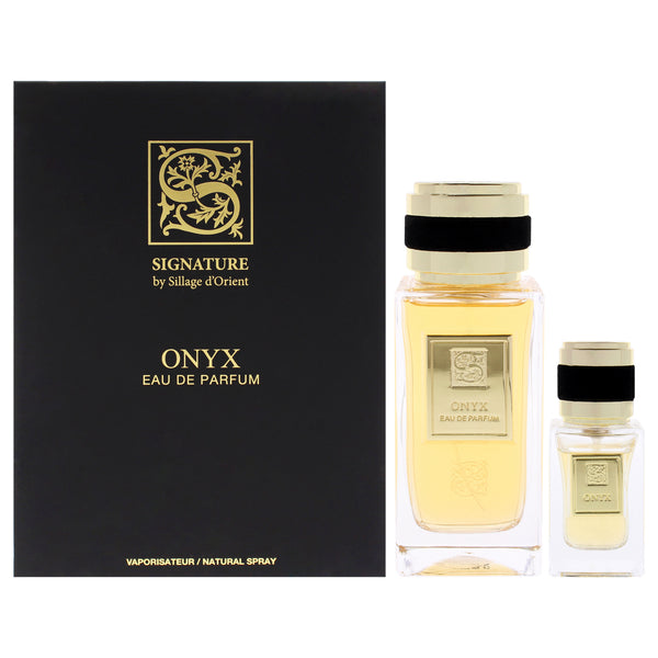 Sillage dOrient Onyx by Sillage dOrient for Unisex - 3 Pc Gift Set 3.4oz EDP Spray, 0.5oz EDP Spray, Funnel