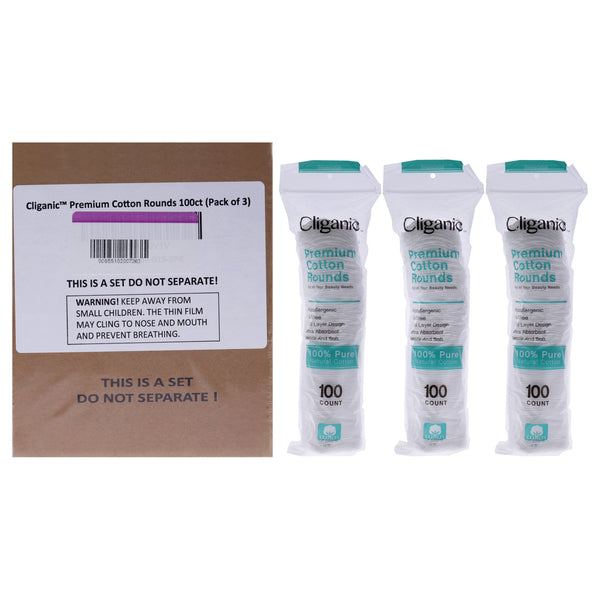 Cliganic Premium Cotton Rounds by Cliganic for Unisex - 300 Count Cotton Pads