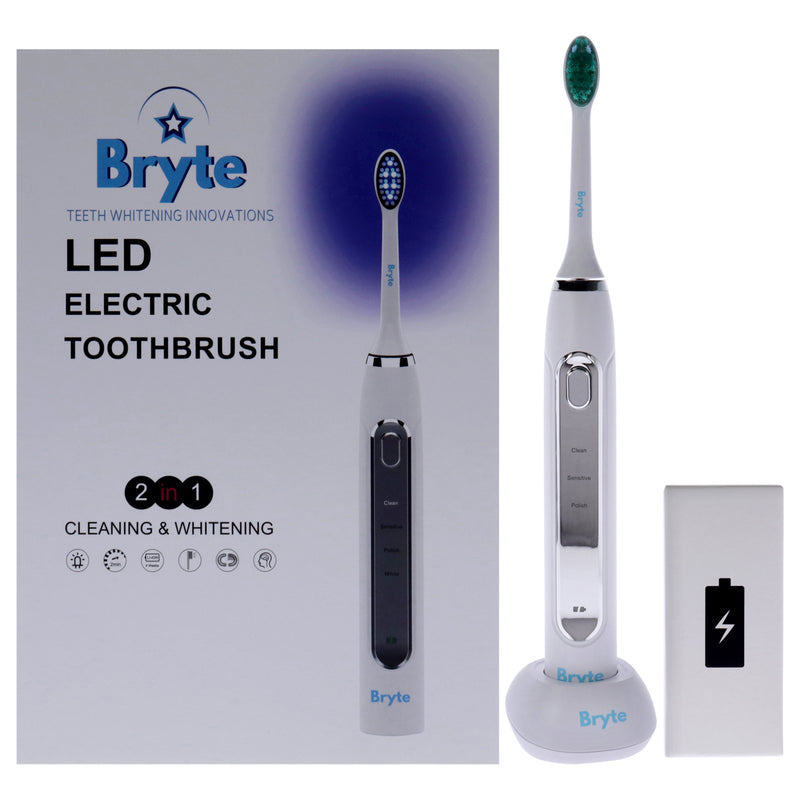 Bryte LED Electric Toothbrush Kit by Bryte for Unisex - 5 Pc Electric Toothbrush, 2 Toothbrush, Charger Base, Charging Cable