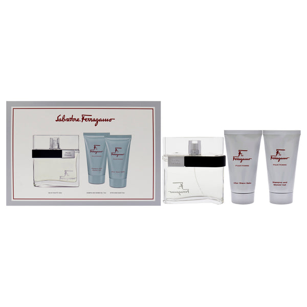 Salvatore Ferragamo F by Salvatore Ferragamo for Men - 3 Pc Gift Set 3.4oz EDT Spray, 2.5oz Shower Gel, 2.5oz After Shave Balm