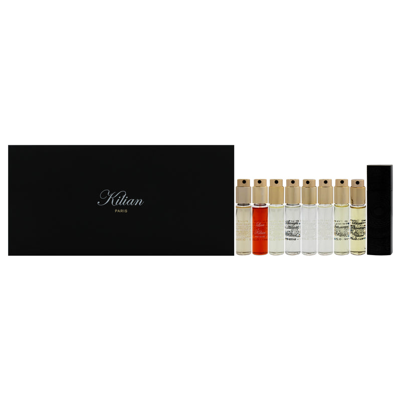 Kilian Discovery Set by Kilian for Women - 9 Pc Mini Gift Set 0.25oz Straight to Heaven EDP Spray (Refill), 0.25oz Love dont be Shy EDP Spray (Refill), 0.25oz Moonlight in Heaven EDP Spray (Refill), 0.25oz Bamboo Harmony EDP Spray (Refill), 0.25oz Rolling