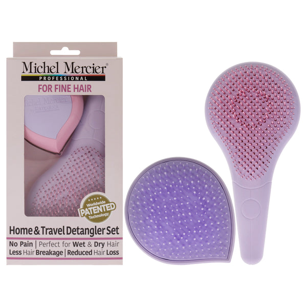 Michel Mercier Home and Travel Detangler Set - Fine Hair by Michel Mercier for Unisex - 2 Pc The Classic Detangler Brush, The Travel Detangler Brush