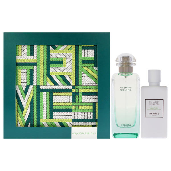 Hermes Un Jardin Sur Le Nil by Hermes for Unisex - 2 Pc Gift Set 3.3oz EDT Spray, 2.7oz Body Lotion