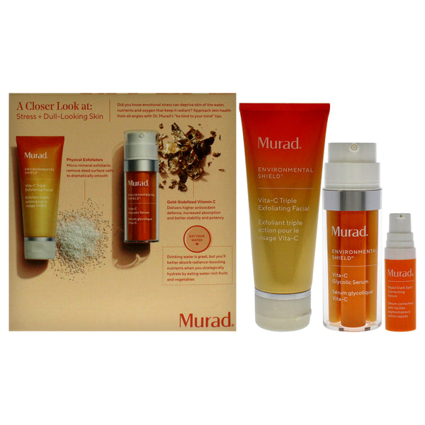 Murad Under The Microscope The Dark Spot Correctors by Murad for Women - 3 Pc 0.17oz Rapid Dark Spot Correcting Serum, 1oz Vitamin C Glycolic Serum, 2.7oz Vitamin C Triple Exfoliating Facial