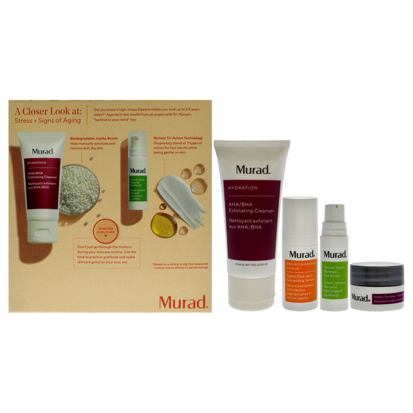 Murad Under The Microscope The Recovery Specialists Kit by Murad for Women - 4 Pc 2oz Aha-Bha Exfoliating Cleanser, 0.33oz Rapid Dark Spot Correcting Serum, 0.17oz Retinol Youth Renewal Eye Serum, 0.25oz Hydro Dynamic Moisture