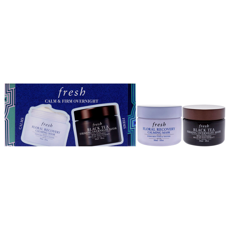 Fresh Calm and Firm Overnight Kit by Fresh for Women - 2 Pc 1oz Firming Overnight Mask - Black Tea, 1oz Recovery Calming Mask - Floral