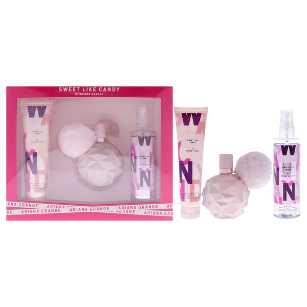 Ariana Grande Sweet Like Candy by Ariana Grande for Women - 3 Pc Gift Set 3.4oz EDP Spray, 3.4oz Body Souffle, 4oz Body Mist