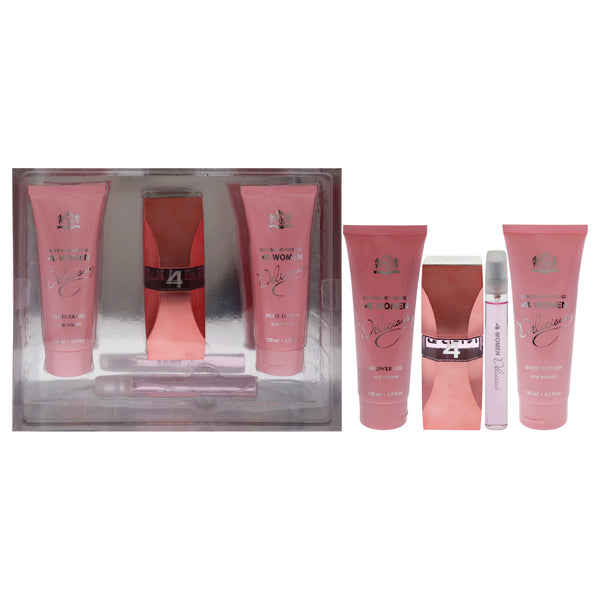 New Brand Prestige 4 Woman Delicious by New Brand for Women - 4 Pc Gift Set 3.3oz EDP Spray, 0.5oz EDP Spray, 4.3oz Shower Gel, 4.3oz Body Lotion