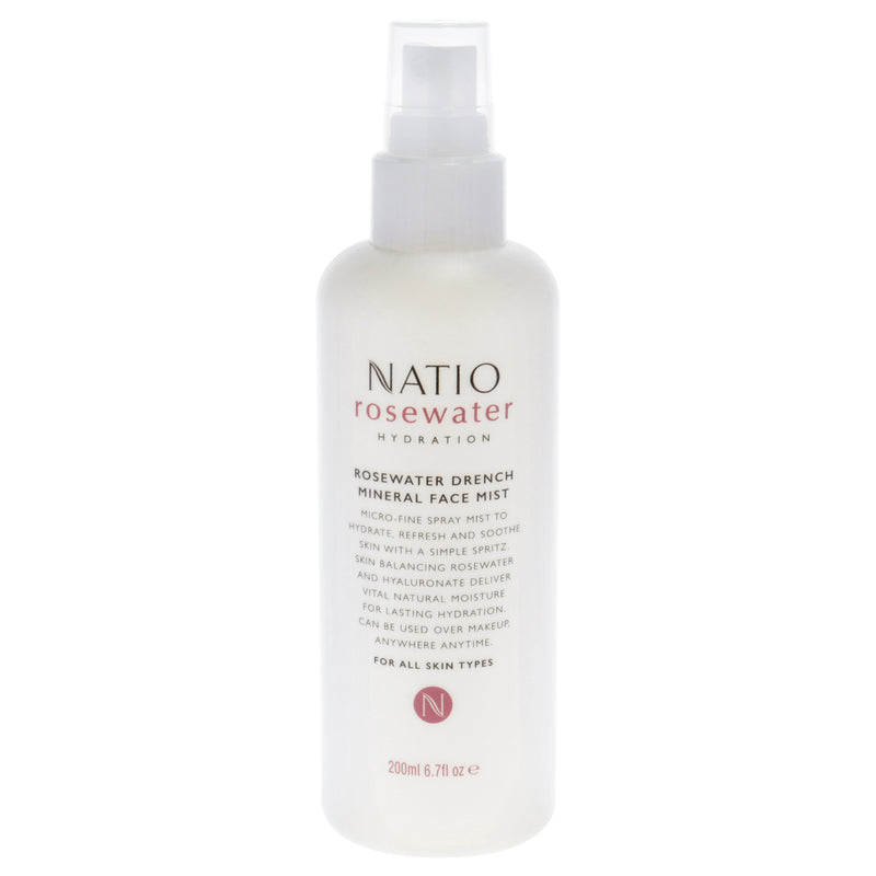 Natio Rosewater Drench Mineral Face Mist by Natio for Women - 6.7 oz Mist