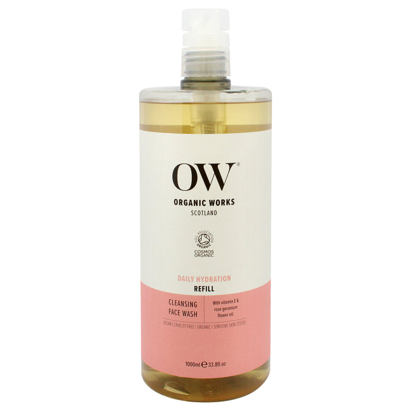 Organic Works Daily Hydration Cleansing Face Wash by Organic Works for Women - 33.8 oz Cleanser (Refill)