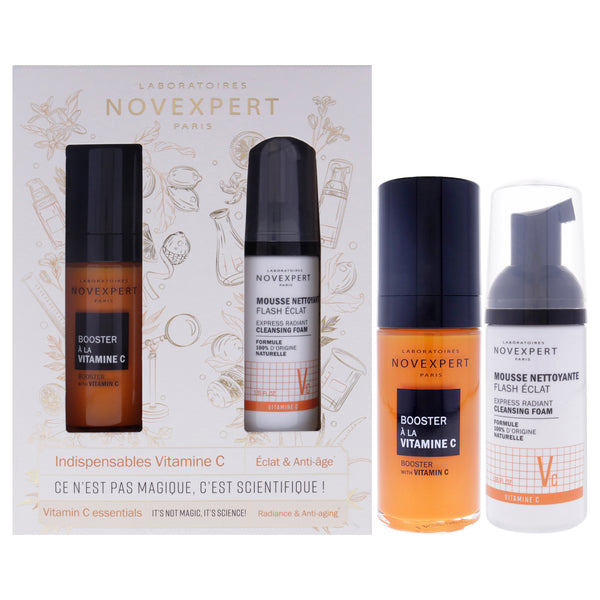 Novexpert Vitamin C Essentials Set by Novexpert for Women - 2 Pc 1oz Boster with Vitamin C, 1.35oz Express Radiant Cleansing Foam