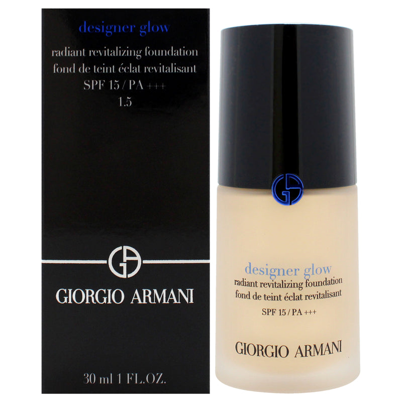 Giorgio Armani Designer Glow Radiant Revitalizing Foundation SPF 15 PA Plus - 1.5 by Giorgio Armani for Women - 1 oz Foundation