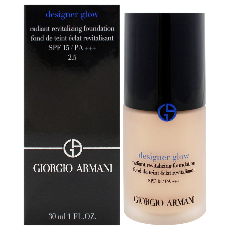 Giorgio Armani Designer Glow Radiant Revitalizing Foundation SPF 15 PA Plus - 2.5 by Giorgio Armani for Women - 1 oz Foundation