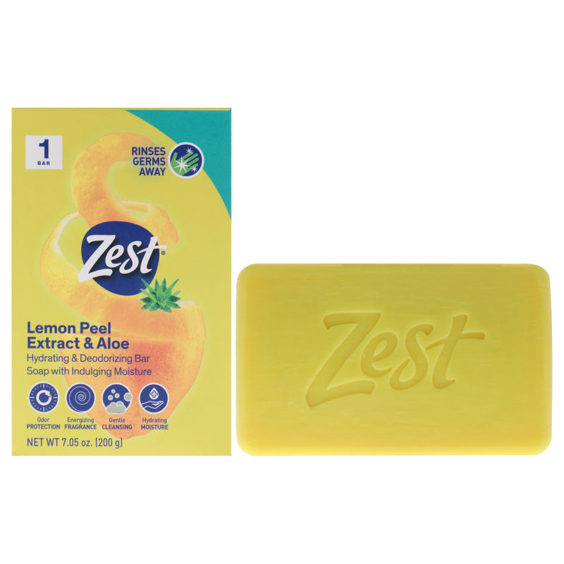 Zest Hydrating and Deodorizing Bar Soap - Lemon Peel Extract and Aloe by Zest for Women - 7.05 oz Bar Soap