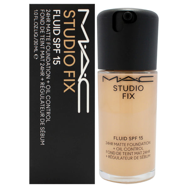 MAC Studio Fix Fluid SPF 15 24Hr Matte Foundation Plus Oil Control - C4 Light Neutral Golden with Peachy Undertone by MAC for Women - 1 oz Foundation