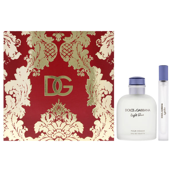 Light Blue by Dolce and Gabbana for Men - 2 Pc Gift Set 4.2oz EDT Spray, 0.3oz EDT Spray