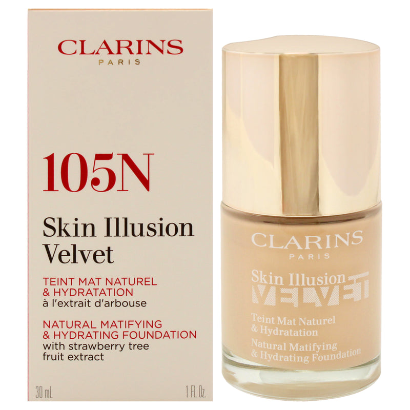 Clarins Skin Illusion Velvet Foundation - 105N Nude by Clarins for Women - 1 oz Foundation