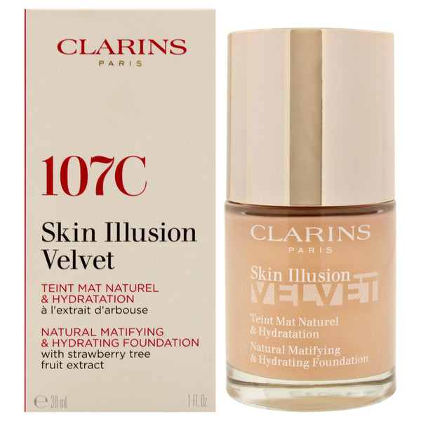 Clarins Skin Illusion Velvet Foundation - 107C Beige by Clarins for Women - 1 oz Foundation