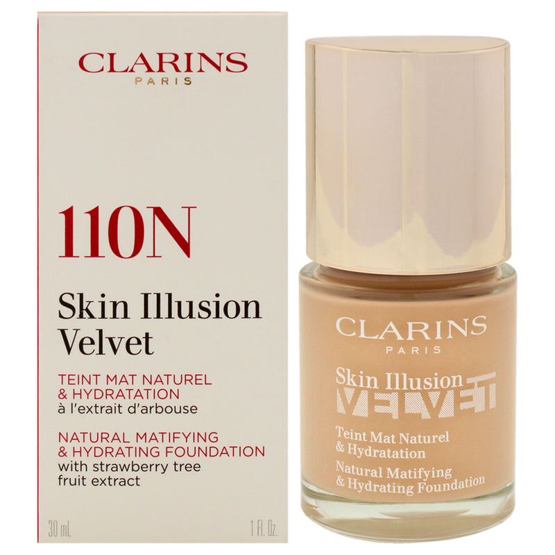 Clarins Skin Illusion Velvet Foundation - 110N Honey by Clarins for Women - 1 oz Foundation