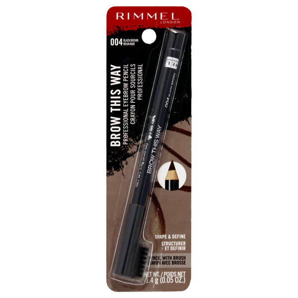 Brow This Way Professional Pencil - 004 Brack Brown by Rimmel London for Women - 0.05 oz Eyebrow Pencil