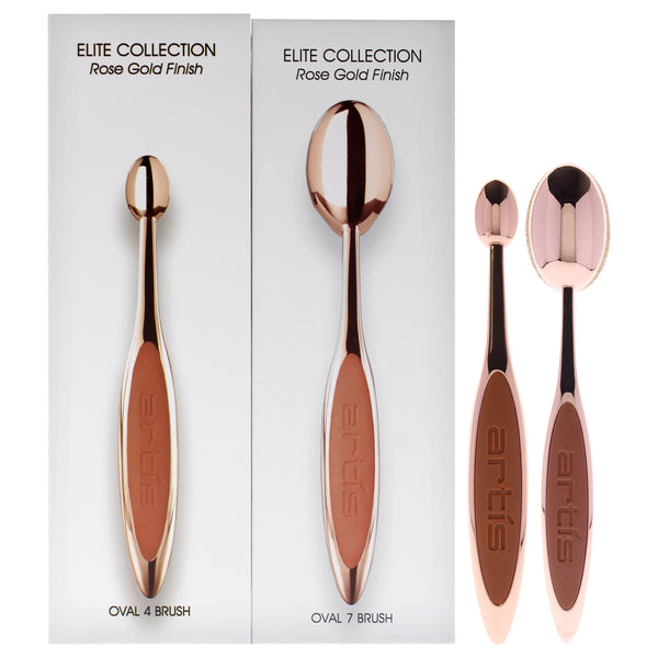 Elite 2 Brush Set - Rose Gold by Artis for Women - 2 Pc Elite Collection Oval Brush 4 - Rose Gold, Elite Collection Oval Brush 7 - Rose Gold