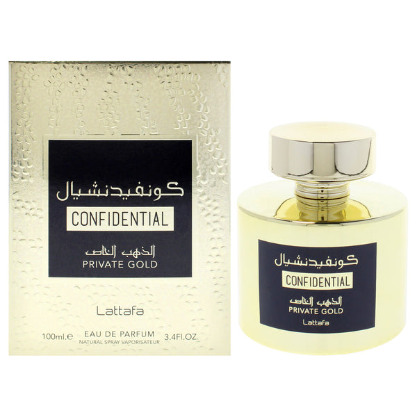 Lattafa Confidential Private Gold by Lattafa for Unisex - 3.4 oz EDP Spray