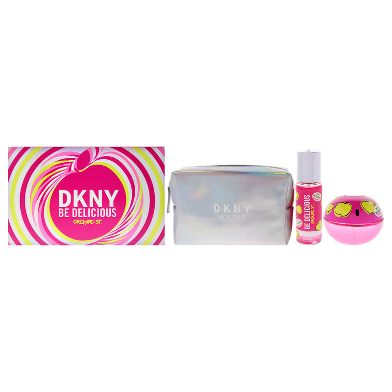 Donna Karan DKNY Be Delicious Orchard St by Donna Karan for Women - 3 Pc Gift Set 3.4oz EDP Spray, 4.2oz Fragrance Mist, Pouch
