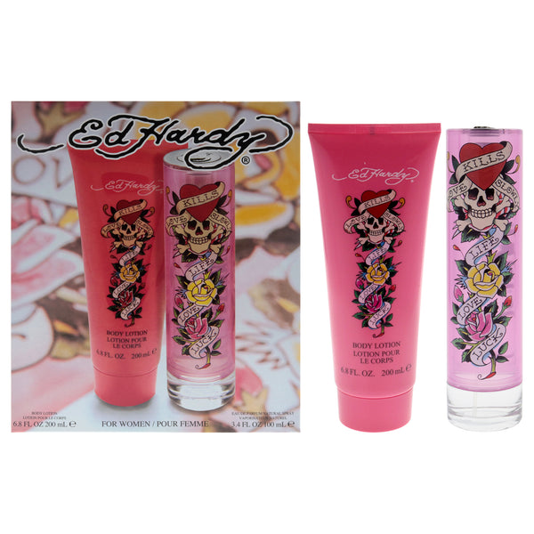 Christian Audigier Ed Hardy by Christian Audigier for Women - 2 Pc Gift Set 3.4oz EDP Spray, 6.8oz Body Lotion