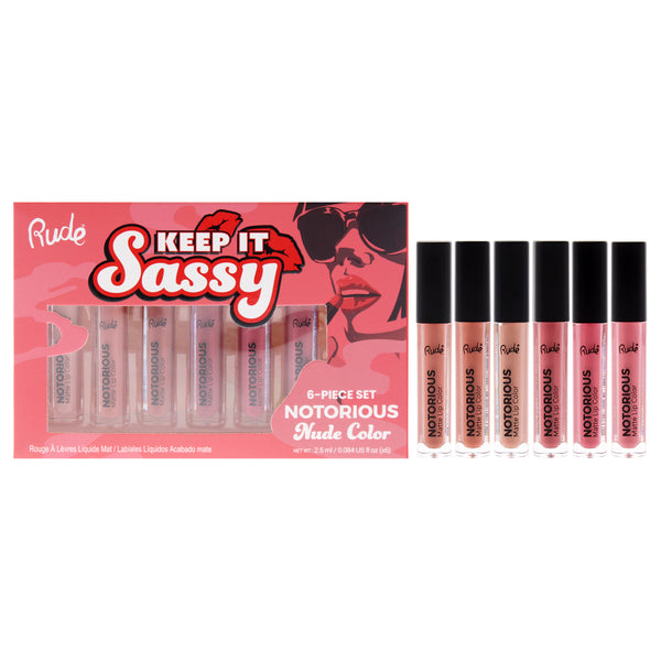 Rude Cosmetics Keep it Sassy Notorious Set - Nude by Rude Cosmetics for Women - 6 Pc 0.084oz Lipstick - Bare Bottom, 0.084oz Lipstick - Naughty by Nature, 0.084oz Lipstick - Nude Colony, 0.084oz Lipstick - Birthday Suit, 0.084oz Lipstick - Going Topless,