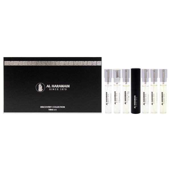 Al Haramain Discovery Collection - Laventure by Al Haramain for Unisex - 6 Pc Mini Gift Set 0.33oz LAventure EDP Spray (Mini), 0.33oz LAventure - Femme EDP Spray (Mini), 0.33oz LAventure - Knight EDP Spray (Mini), 0.33oz LAventure - Gold EDP Spray (Mini),