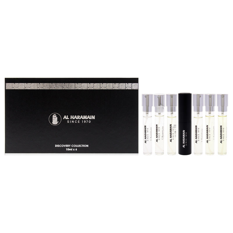 Al Haramain Discovery Collection - Laventure by Al Haramain for Unisex - 6 Pc Mini Gift Set 0.33oz LAventure EDP Spray (Mini), 0.33oz LAventure - Femme EDP Spray (Mini), 0.33oz LAventure - Knight EDP Spray (Mini), 0.33oz LAventure - Gold EDP Spray (Mini),