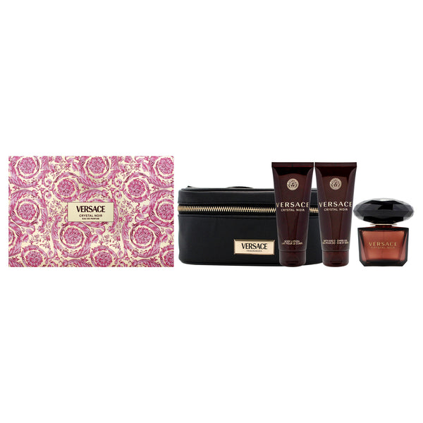 Versace Versace Crystal Noir by Versace for Women - 4 Pc Gift Set 3oz EDP Spray, 3.4oz Body Lotion, 3.4oz Shower Gel, Beauty Case
