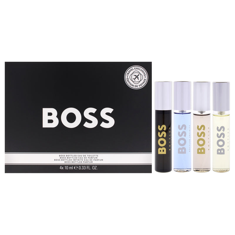 Hugo Boss Boss Bottled by Hugo Boss for Men - 4 Pc Mini Gift Set 0.33oz Bottled EDT Spray, 0.33oz Bottled Infinite EDP Spray, 0.33oz Bottled EDP Spray, 0.33oz Bottled Parfum Spray