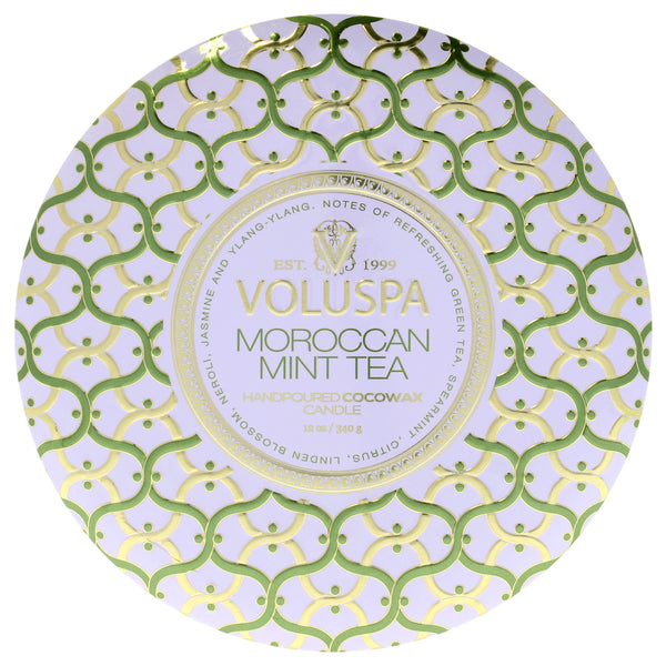 Voluspa Maison Blanc Collection 3 Wick Tin Candle - Moroccan Mint Tea by Voluspa for Unisex - 12 oz Candle
