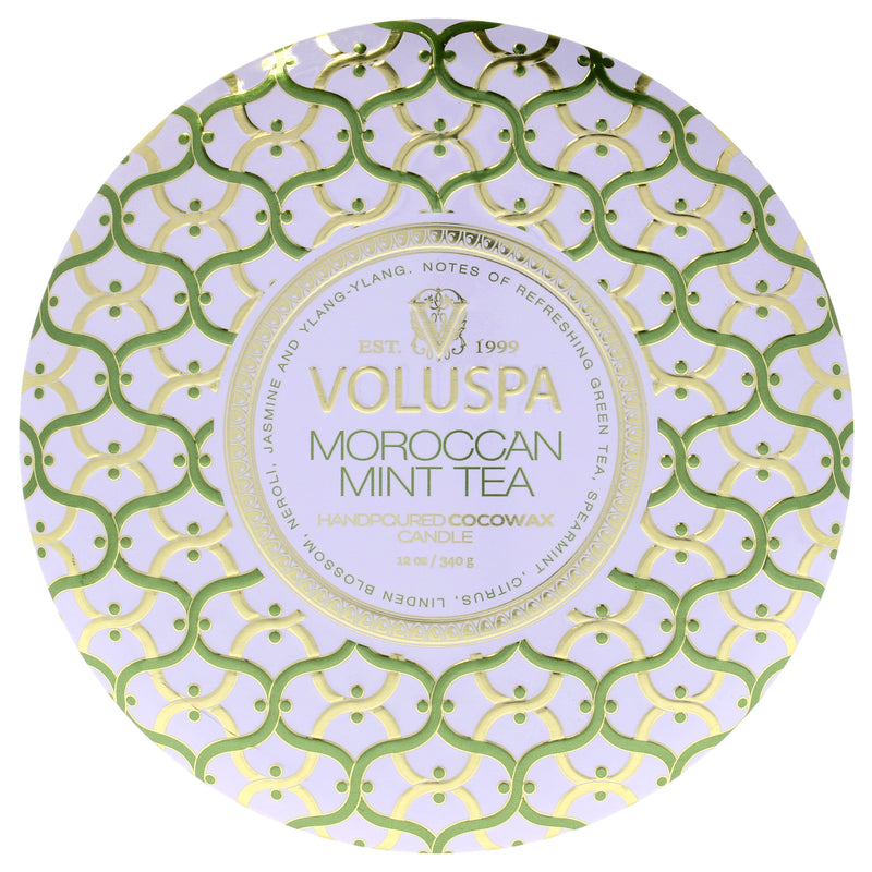 Voluspa Maison Blanc Collection 3 Wick Tin Candle - Moroccan Mint Tea by Voluspa for Unisex - 12 oz Candle