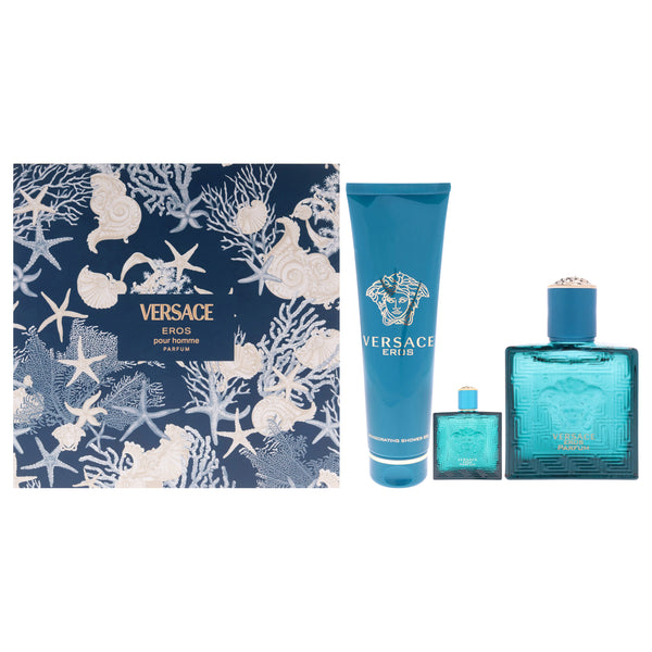 Versace Versace Eros by Versace for Men - 3 Pc Gift Set 3.4oz Parfum Spray, 0.17oz Parfum Spray (Mini), 5oz Shower Gel
