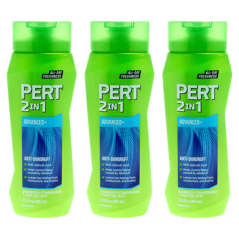 Anti-Dandruff 2 in 1 Shampoo and Conditioner by Pert for Unisex - 13.5 oz Shampoo and Conditioner - Pack of 3