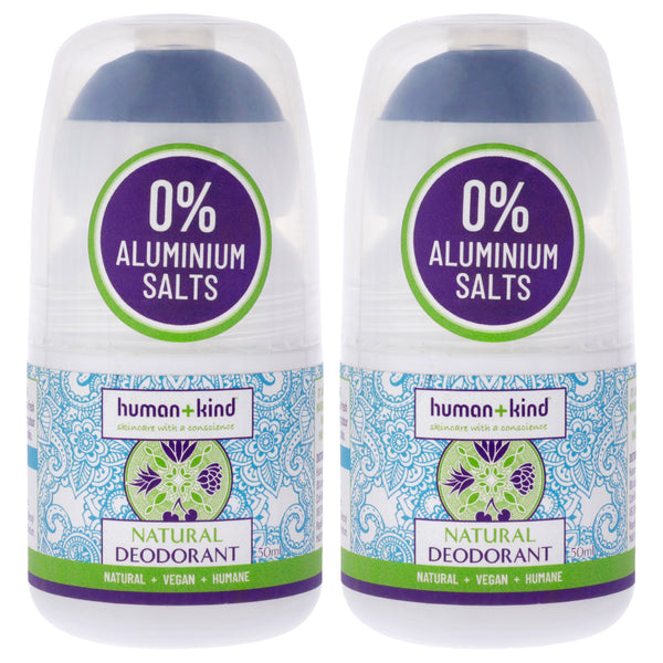 Human+Kind Vegan Deodorant by Human+Kind for Unisex - 1.69 oz Deodorar Roll-On - Pack of 2