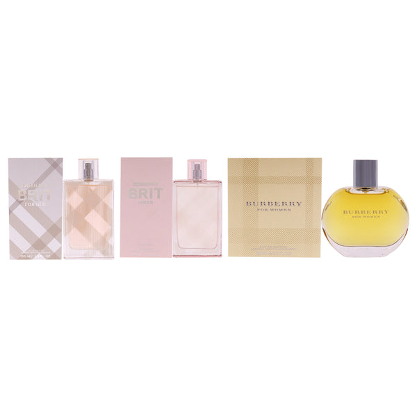 Burberry Burberry Fragrance Kit by Burberry for Women - 3 Pc Kit 3.3oz Burberry EDP Spray, 3.3oz Burberry Brit Sheer EDT Spray, 3.3oz Burberry Brit EDT Spray